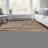 9' X 12' Brown And Beige Striped Washable Area Rug With UV Protection