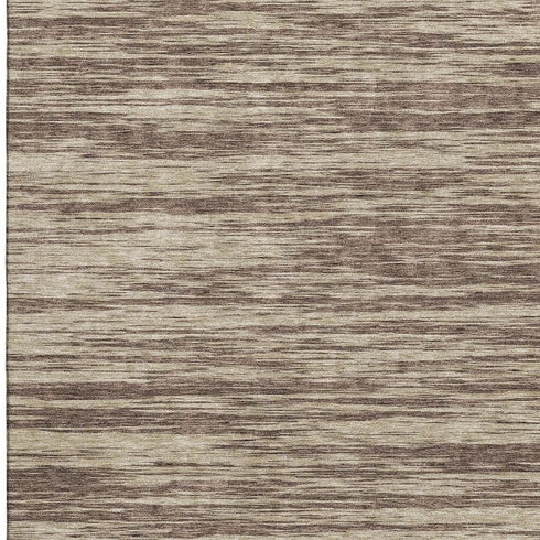 9' X 12' Brown And Beige Striped Washable Area Rug With UV Protection