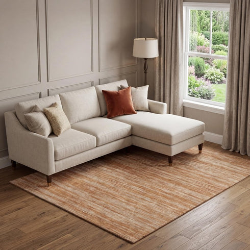 8' X 10' Copper And Rust Striped Washable Area Rug With UV Protection