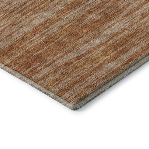 8' X 10' Copper And Rust Striped Washable Area Rug With UV Protection