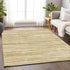 9' X 12' Gold And Beige Striped Washable Area Rug With UV Protection