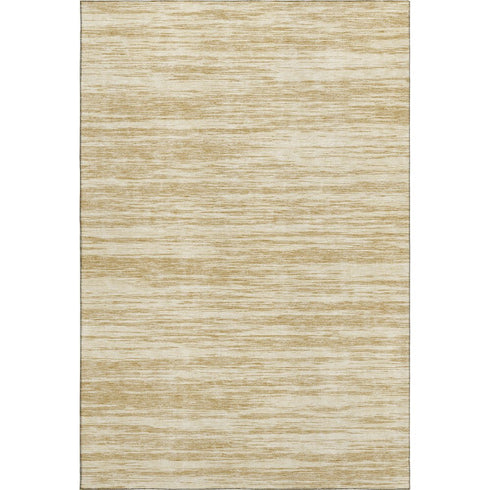 9' X 12' Gold And Beige Striped Washable Area Rug With UV Protection