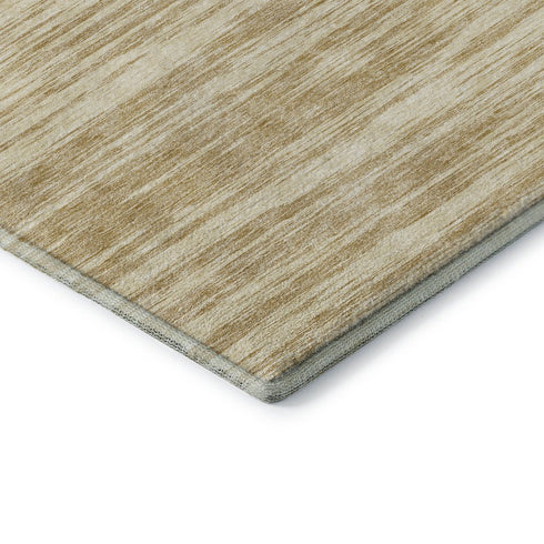 9' X 12' Gold And Beige Striped Washable Area Rug With UV Protection