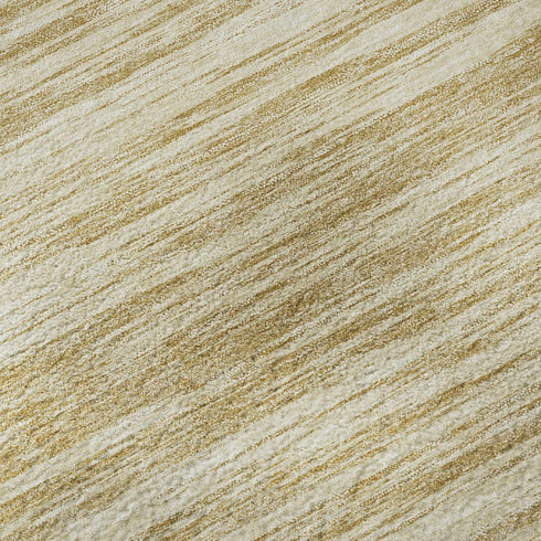 9' X 12' Gold And Beige Striped Washable Area Rug With UV Protection