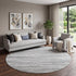 8' Gray And Silver Striped Washable Round Rug With UV Protection
