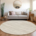 8' Ivory And Beige Striped Washable Round Rug With UV Protection
