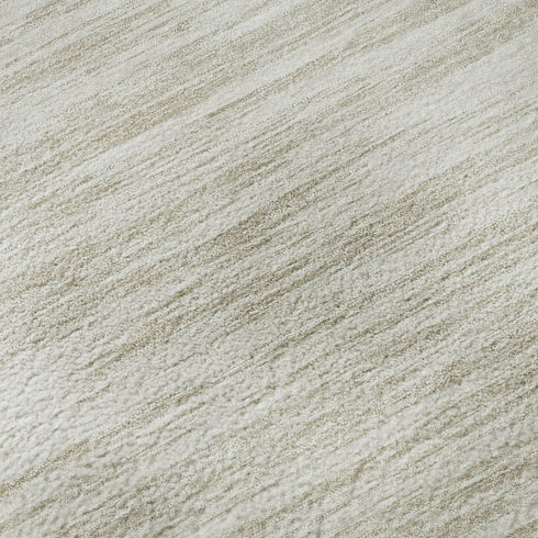 8' Ivory And Beige Striped Washable Round Rug With UV Protection