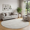 8' Ivory And Beige Striped Washable Round Rug With UV Protection