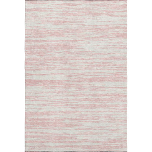 5' X 8' Pink And Ivory Striped Washable Area Rug With UV Protection