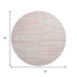 8' Pink And Ivory Striped Washable Round Rug With UV Protection