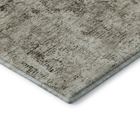 5' X 8' Beige And Taupe Abstract Washable Area Rug With UV Protection