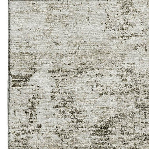 5' X 8' Beige And Taupe Abstract Washable Area Rug With UV Protection