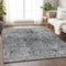 9' X 12' Gray And Silver Abstract Washable Area Rug With UV Protection