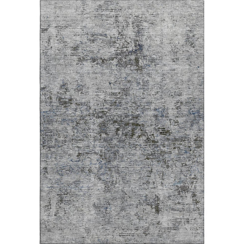 9' X 12' Gray And Silver Abstract Washable Area Rug With UV Protection