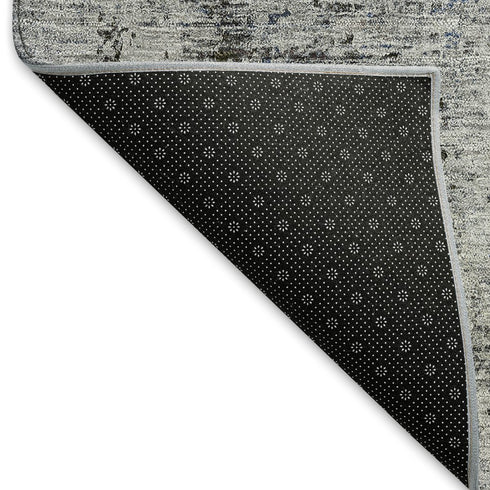9' X 12' Gray And Silver Abstract Washable Area Rug With UV Protection