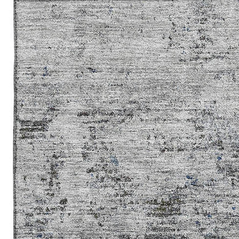 9' X 12' Gray And Silver Abstract Washable Area Rug With UV Protection