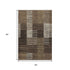 5' X 8' Chocolate Beige And Gold Striped Washable Area Rug With UV Protection