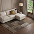 8' X 10' Chocolate Beige And Gold Striped Washable Area Rug With UV Protection