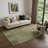 5' X 8' Coffee And Green Striped Washable Area Rug With UV Protection
