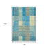 8' X 10' Teal Orange And Gold Striped Washable Area Rug With UV Protection