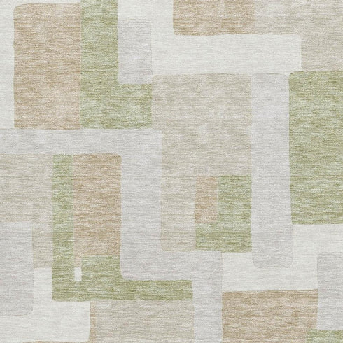 5' X 8' Beige Ivory And Taupe Geometric Washable Area Rug With UV Protection
