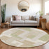8' Beige Ivory And Taupe Geometric Washable Round Rug With UV Protection