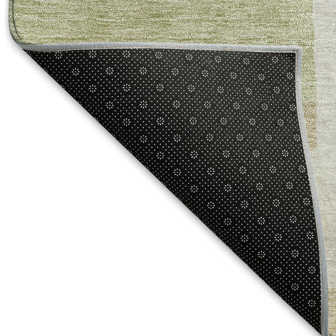 8' Beige Ivory And Taupe Geometric Washable Round Rug With UV Protection
