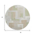 8' Beige Ivory And Taupe Geometric Washable Round Rug With UV Protection