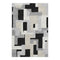 5' X 8' Black Ivory And Beige Geometric Washable Area Rug With UV Protection