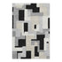 5' X 8' Black Ivory And Beige Geometric Washable Area Rug With UV Protection