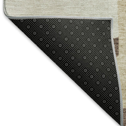 8' X 10' Brown Ivory And Beige Geometric Washable Area Rug With UV Protection