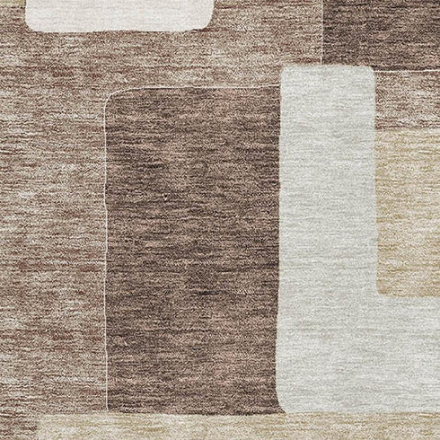 8' X 10' Brown Ivory And Beige Geometric Washable Area Rug With UV Protection