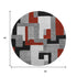 8' Gray Black And Red Geometric Washable Round Rug With UV Protection