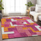 8' X 10' Pink Ivory And Orange Geometric Washable Area Rug With UV Protection