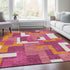 8' X 10' Pink Ivory And Orange Geometric Washable Area Rug With UV Protection