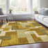 9' X 12' Wheat Ivory And Gold Geometric Washable Area Rug With UV Protection