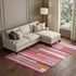8' X 10' Blush Orange And Gray Striped Washable Area Rug With UV Protection