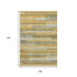 9' X 12' Amber Ivory And Gray Striped Washable Area Rug With UV Protection