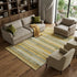 9' X 12' Amber Ivory And Gray Striped Washable Area Rug With UV Protection