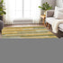9' X 12' Amber Ivory And Gray Striped Washable Area Rug With UV Protection