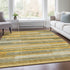 9' X 12' Amber Ivory And Gray Striped Washable Area Rug With UV Protection