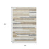 5' X 8' Ivory Gray And Beige Striped Washable Area Rug With UV Protection