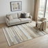 5' X 8' Ivory Gray And Beige Striped Washable Area Rug With UV Protection