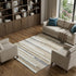 9' X 12' Ivory Gray And Beige Striped Washable Area Rug With UV Protection