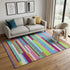 5' X 8' Lavender Orange And Lime Green Striped Washable Area Rug With UV Protection