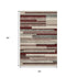 5' X 8' Merlot Gray And Beige Striped Washable Area Rug With UV Protection