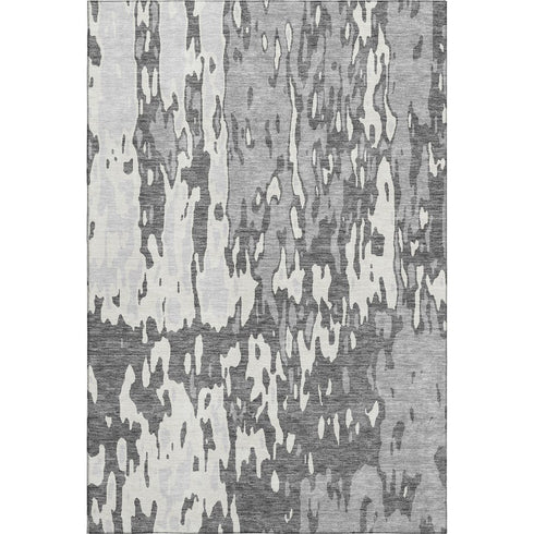 8' X 10' Gray Ivory And Silver Abstract Washable Area Rug With UV Protection