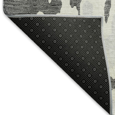 8' X 10' Gray Ivory And Silver Abstract Washable Area Rug With UV Protection