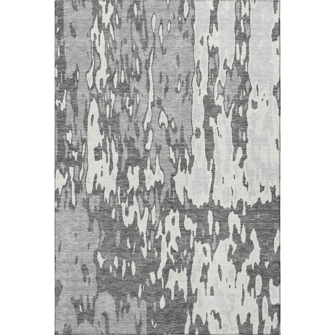 8' X 10' Gray Ivory And Silver Abstract Washable Area Rug With UV Protection