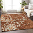 9' X 12' Rust Beige And Peach Abstract Washable Area Rug With UV Protection